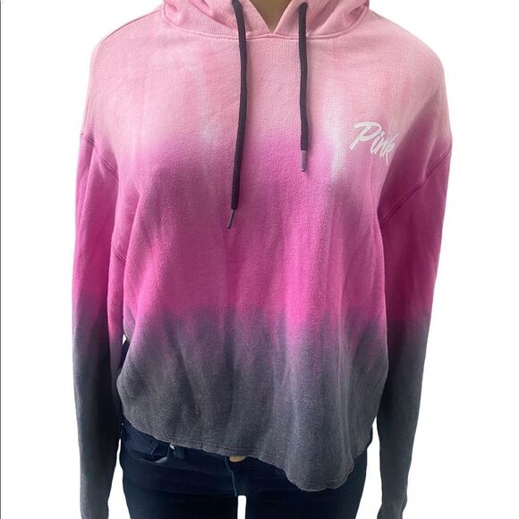 Dazzle VS Pink Cropped pullover Hoodie Tie Dye ombre - Picture 3 of 6